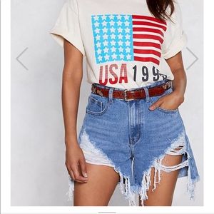HANG LOOSE DISTRESSED SHORTS
